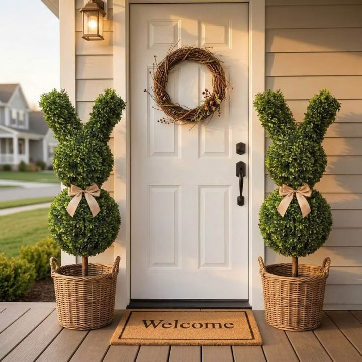 36" Artificial Easter Bunny Topiary (Set of 2)