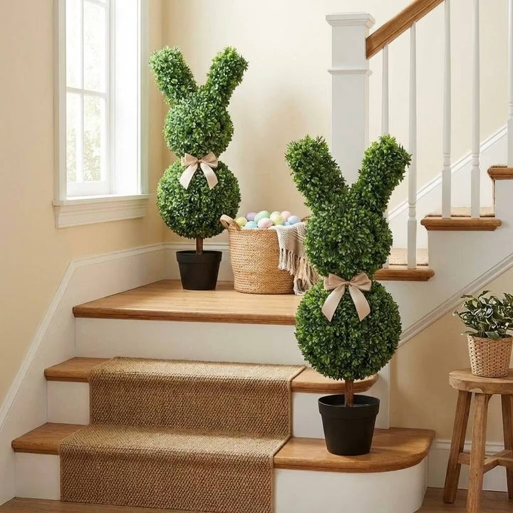 36" Artificial Easter Bunny Topiary (Set of 2)