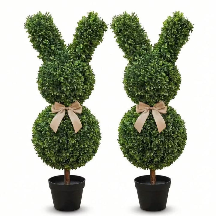36" Artificial Easter Bunny Topiary (Set of 2)