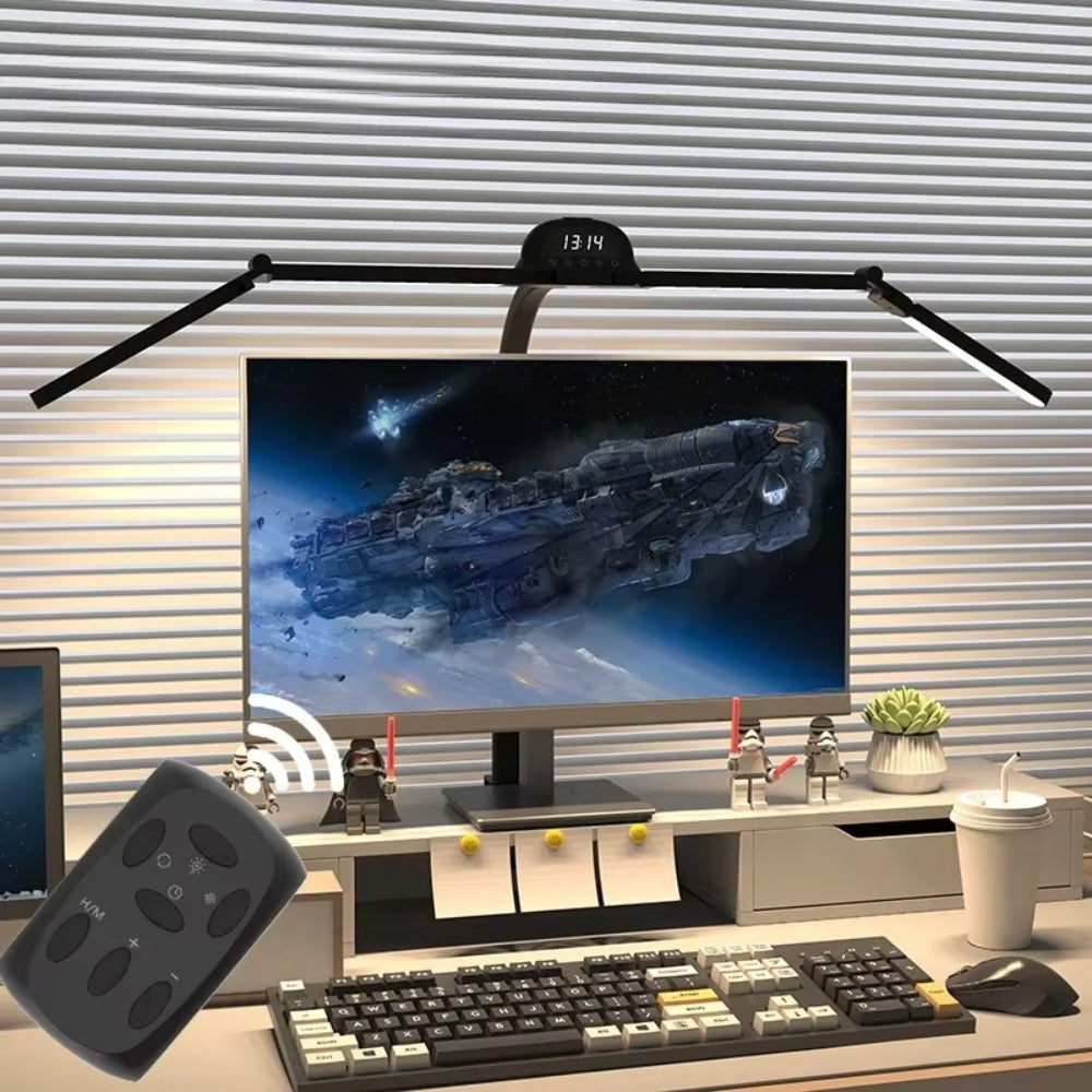 Long Arm Clip Double Head Folding Desk Lamp