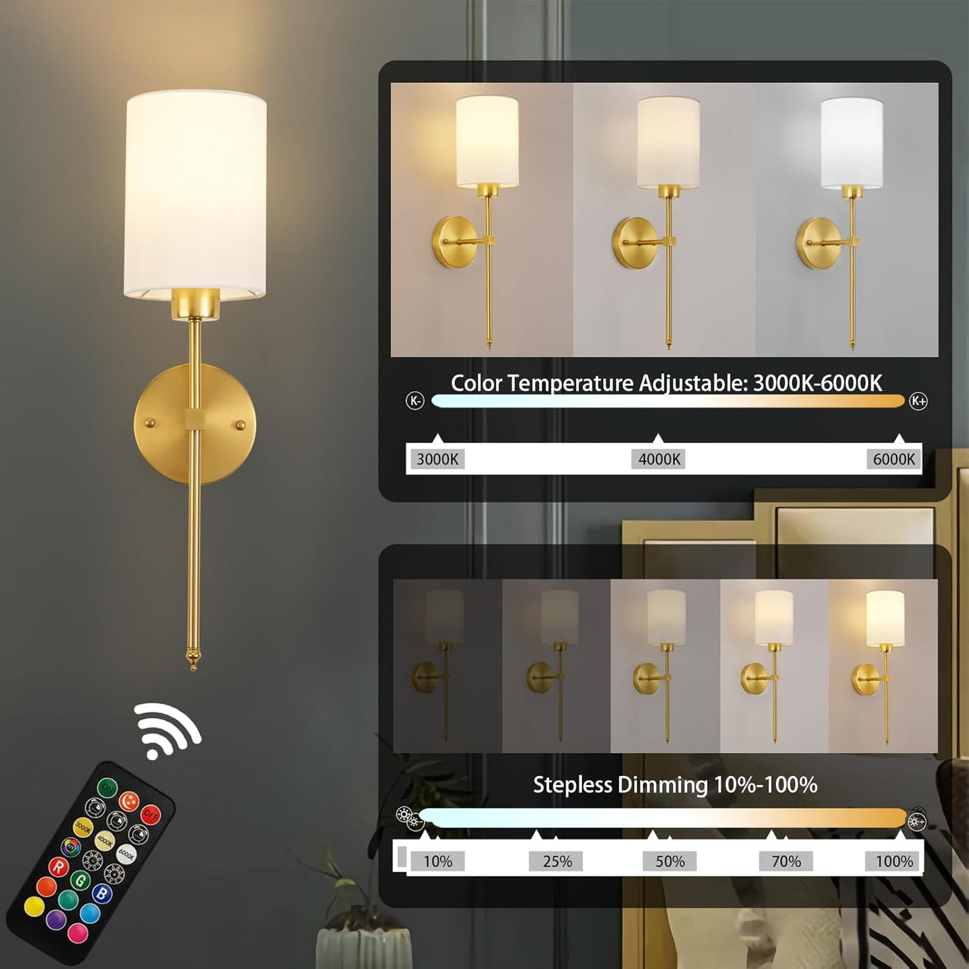 LumoEase™ Wireless Wall Sconces (SET OF 2 + 2 BULBS FREE)