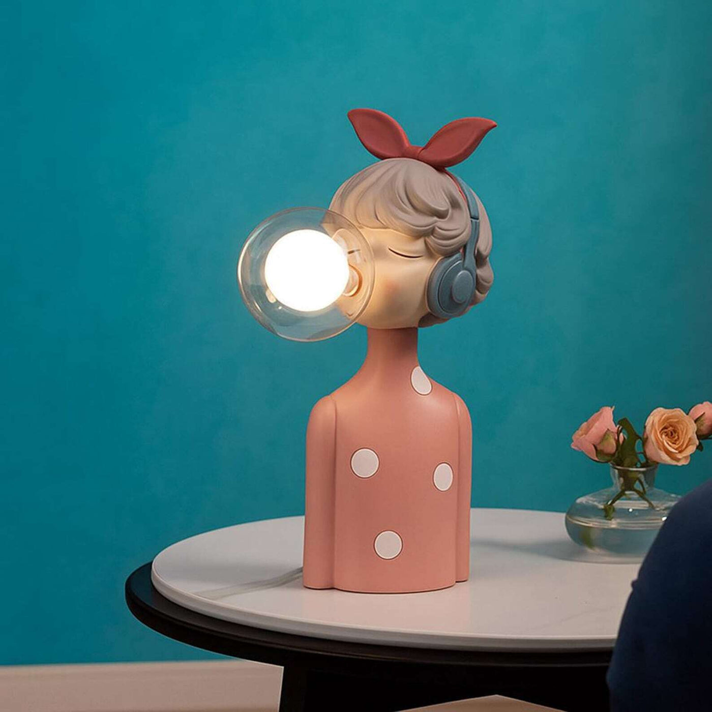 Bubble Girl Lightscordless™ Handcrafted Resin Table Lamp – Modern Decor Accent