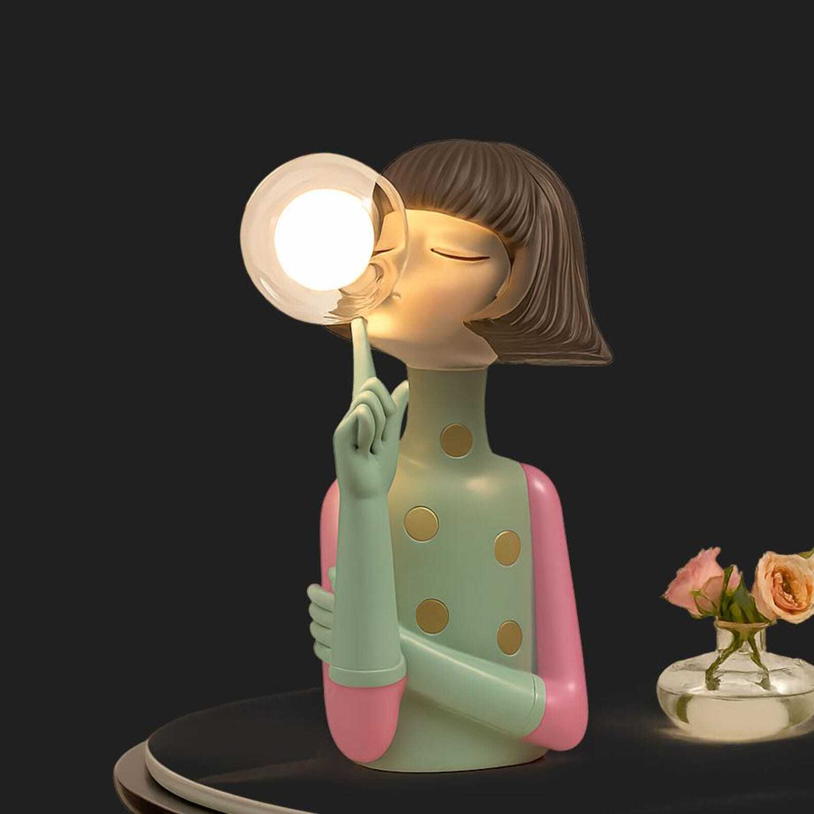 Bubble Girl Lightscordless™ Handcrafted Resin Table Lamp – Modern Decor Accent