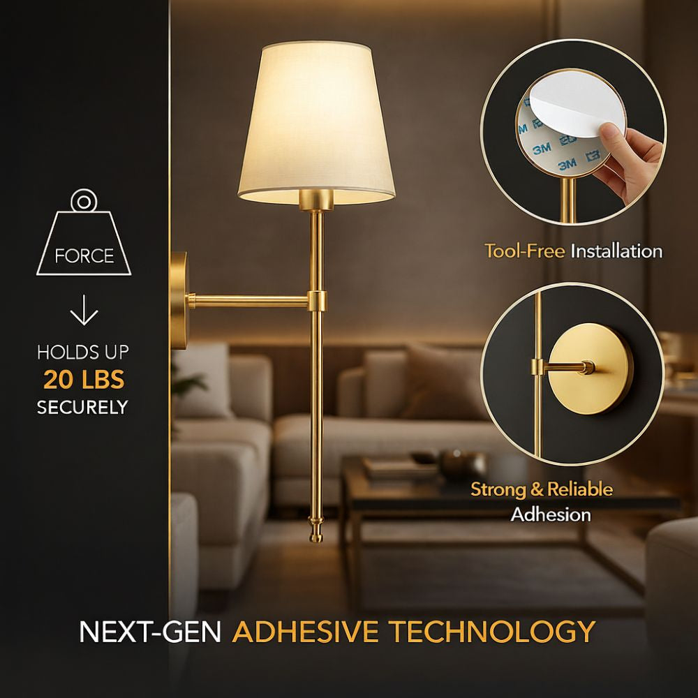 Wireless Wall Sconces (2-Pack) + Free 2 Bulbs