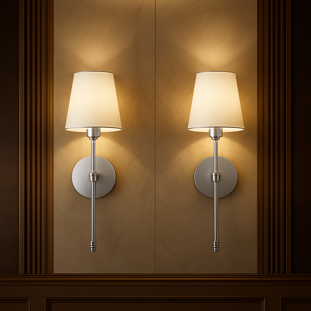 Set of 2 Wireless Wall Sconces with Remote & Rechargeable Bulbs – No Drill