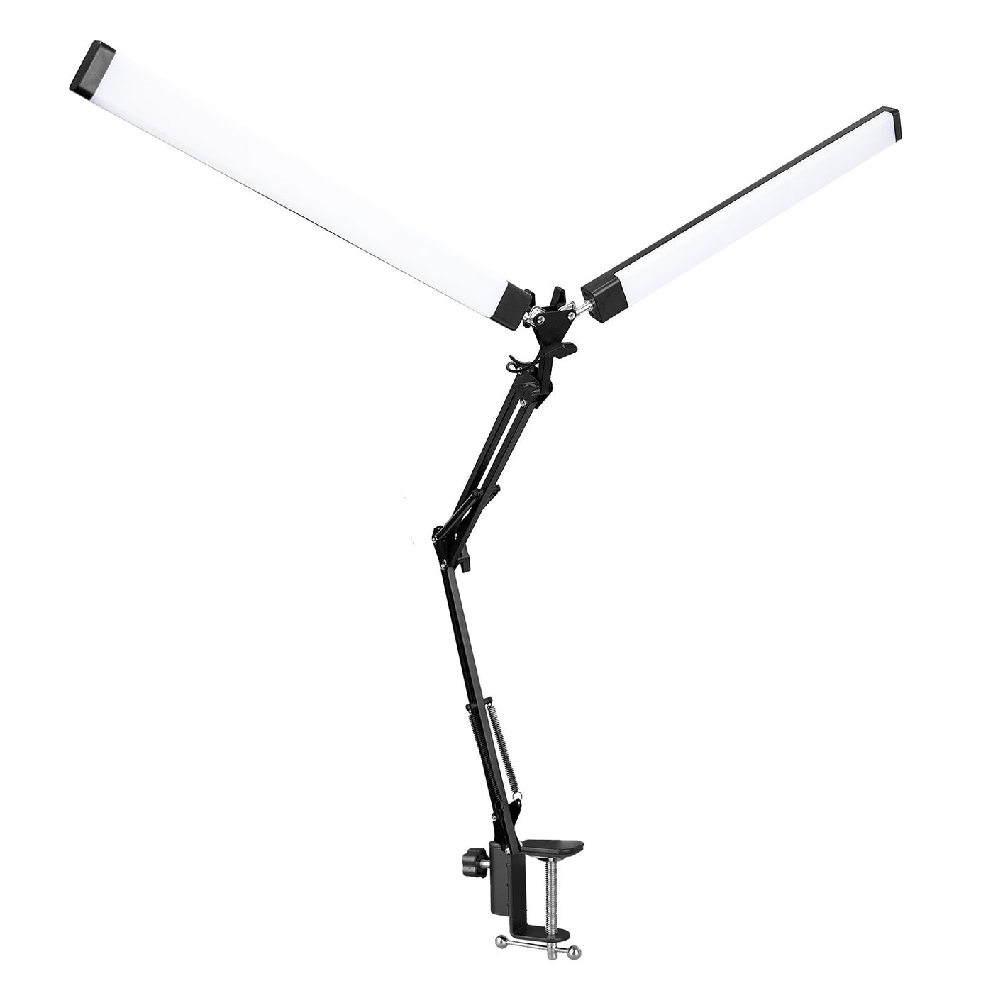 Long-arm clip double-head folding desk lamp
