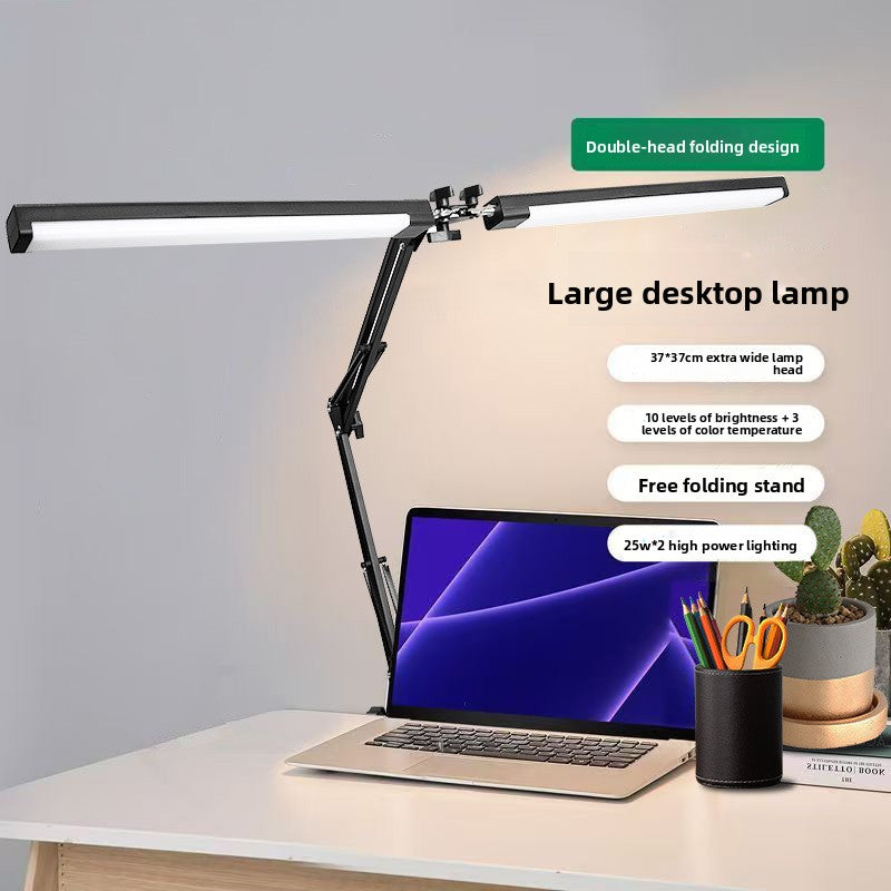 Long-arm clip double-head folding desk lamp